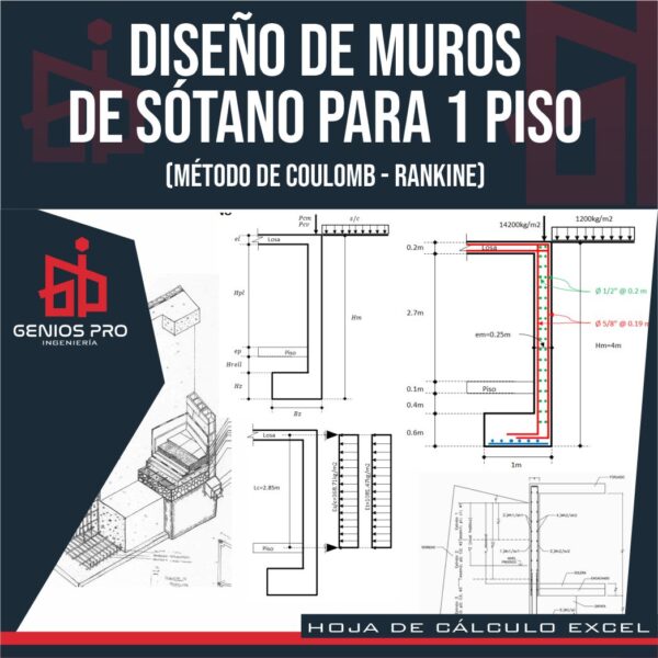 Diseño de Muros de Sótano para Un Piso por Método de Coulomb y Rankine