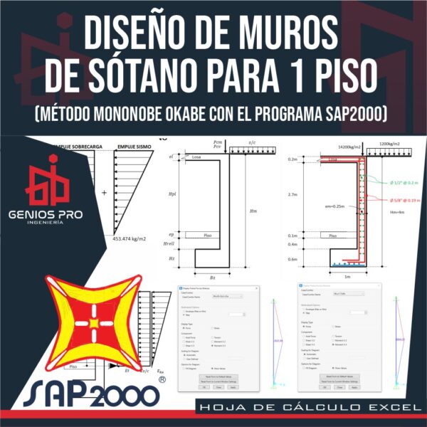 Diseño de Muros de Sótano para Un Piso por Método de Mononobe Okabe y SAP2000